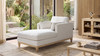 Knox 65" Modern Farmhouse Chaise Lounge Chair, Stone Light Beige Chenille