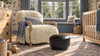 Fuji 15" Mushroom Faux Leather Footstool Ottoman, Vintage Black Brown