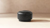 Fuji 15" Mushroom Faux Leather Footstool Ottoman, Vintage Black Brown