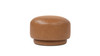 Fuji 15" Mushroom Faux Leather Footstool Ottoman, Caramel Tan Brown