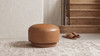 Fuji 15" Mushroom Faux Leather Footstool Ottoman, Caramel Tan Brown