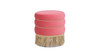 Edward 17.5" Round Upholstered Ottoman with Bullion Fringe, Garnet Rose Pink