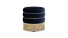 Edward 17.5" Round Upholstered Ottoman with Bullion Fringe, Dark Navy Blue