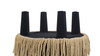 Edward 17.5" Round Upholstered Ottoman with Bullion Fringe, Dark Navy Blue