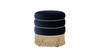 Edward 17.5" Round Upholstered Ottoman with Bullion Fringe, Dark Navy Blue