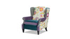Anya Boho Chic Wingback Accent Arm Chair, Floral & Leopard, Satin Teal & Purple