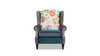 Anya Boho Chic Wingback Accent Arm Chair, Floral & Leopard, Satin Teal & Purple