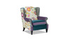 Anya Boho Chic Wingback Accent Arm Chair, Floral & Leopard, Satin Teal & Purple