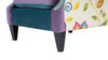 Anya Boho Chic Wingback Accent Arm Chair, Floral & Leopard, Satin Teal & Purple