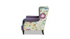 Anya Boho Chic Wingback Accent Arm Chair, Floral & Leopard, Satin Teal & Purple