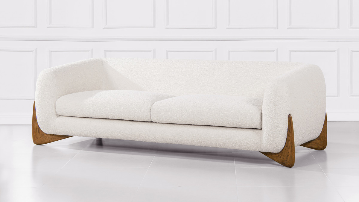 Alpine 90" Sherpa Sofa, Ivory White 1