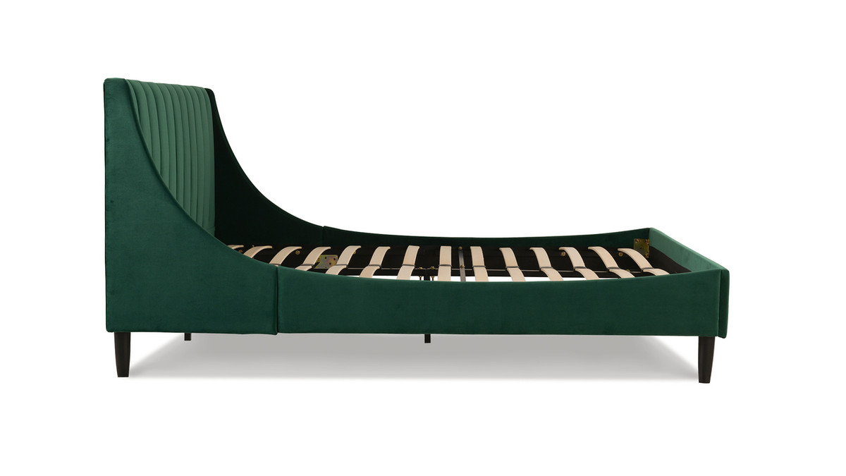 Aspen Vertical Tufted Headboard Platform Bed Set, Queen, Evergreen