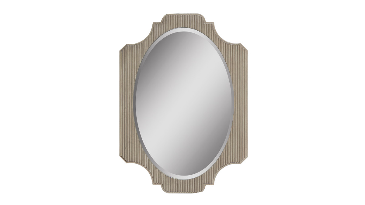 Dauphin 26" Fluted Oval Vanity Wall Mirror, Grey Cashmere 1