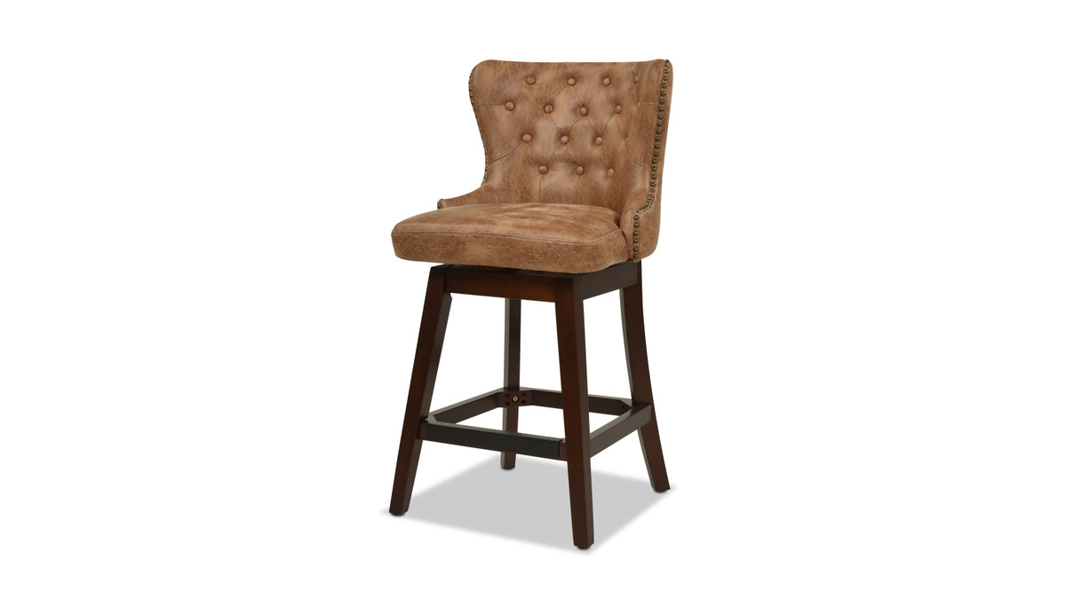 Holmes Tufted High-Back 360 Swivel Counter-Height Barstool, Tan Brown 1