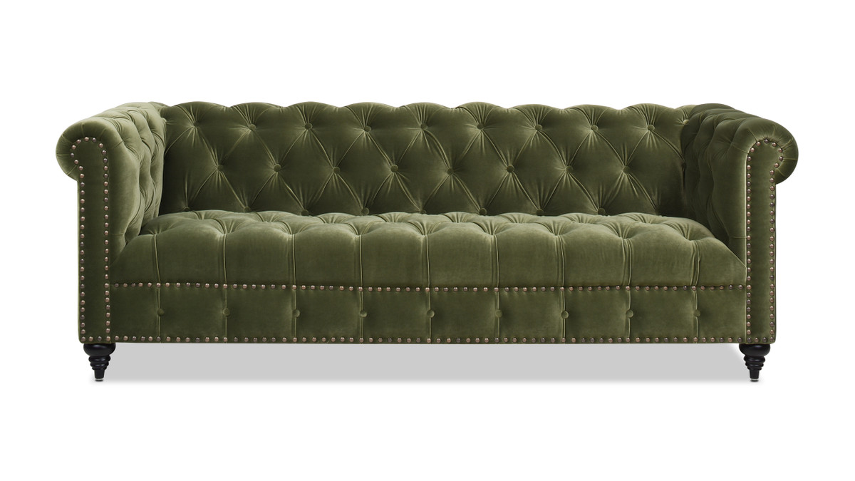 Alto 88" Tufted Chesterfield Sofa, Olive Green A