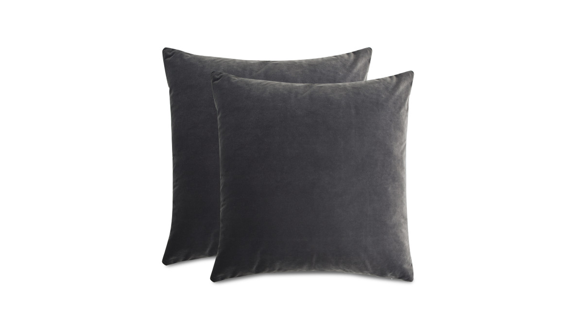 Plume 24 Square Feather Down Throw Pillow, Set of 2, Storm Gray