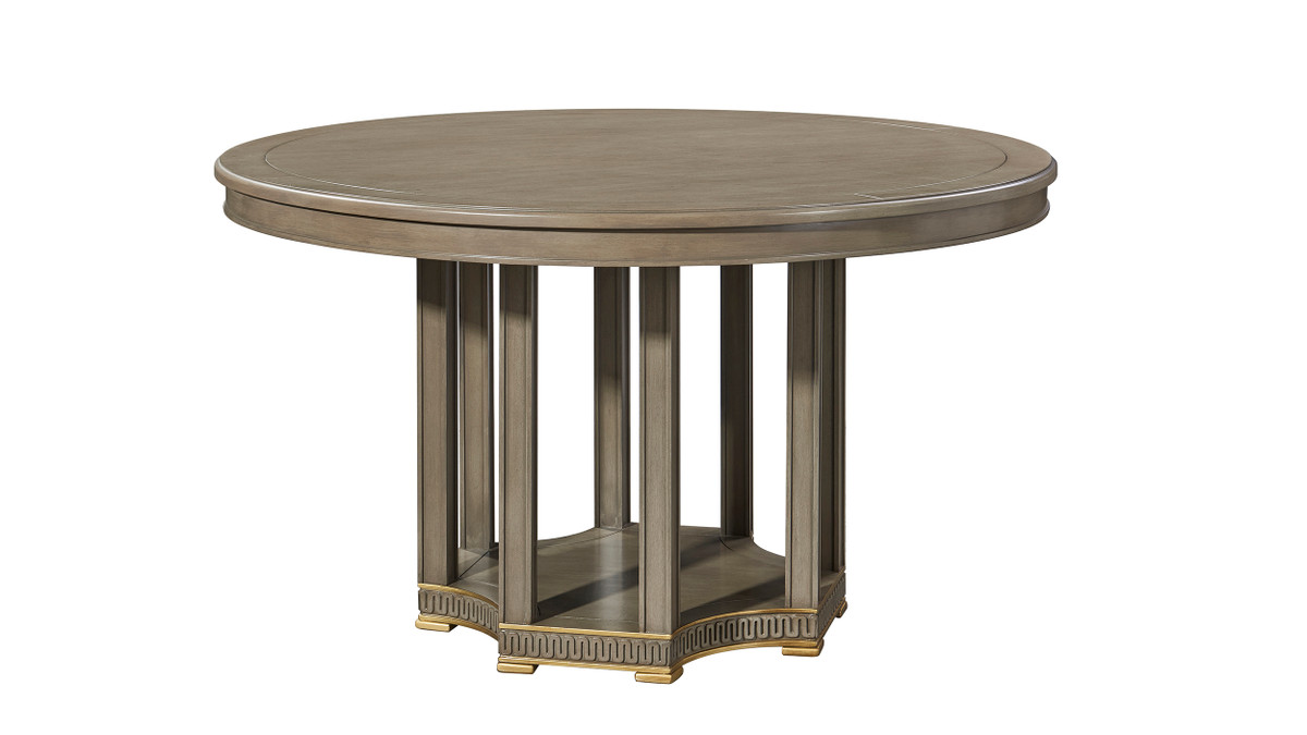 Dauphin 59" 6-Seat Round Dining Table, Gray Cashmere Mahogany Veneer 1