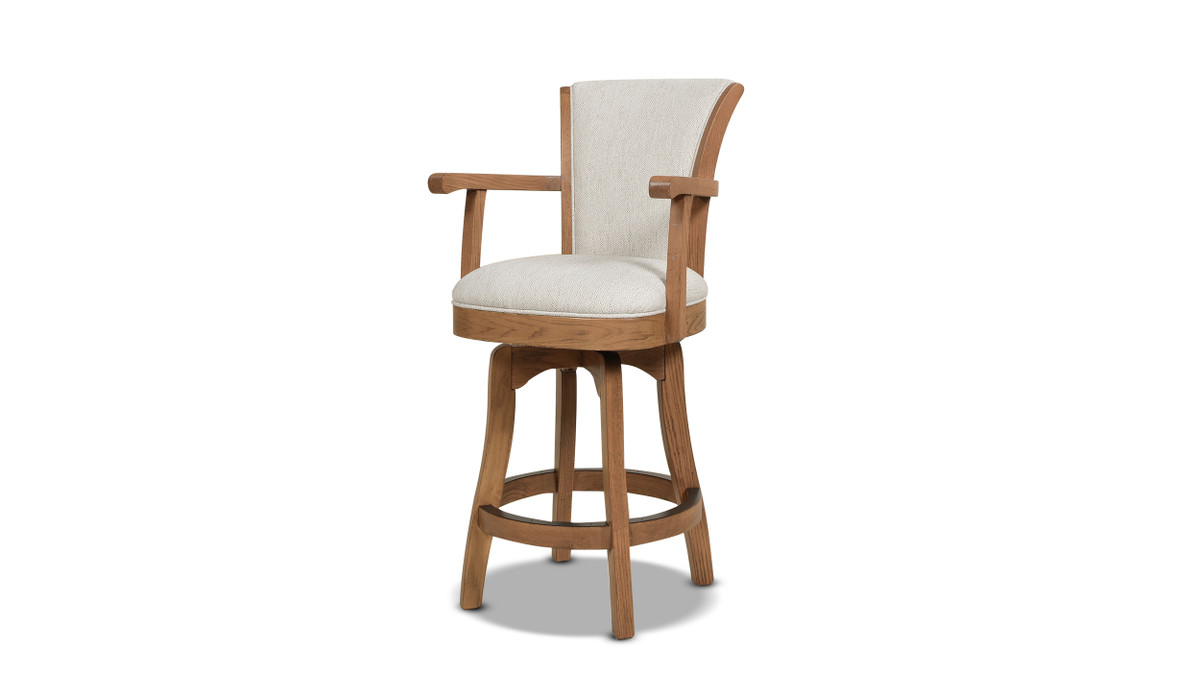 Williams 27” Swivel Counter Height Bar Stool, White Pepper