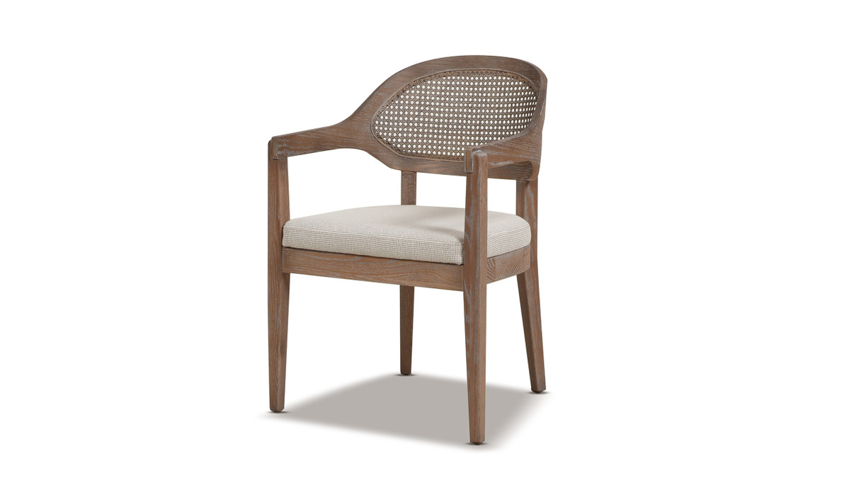 Americana Mid-Century Modern Cane Back Dining Chair, Taupe Beige 1