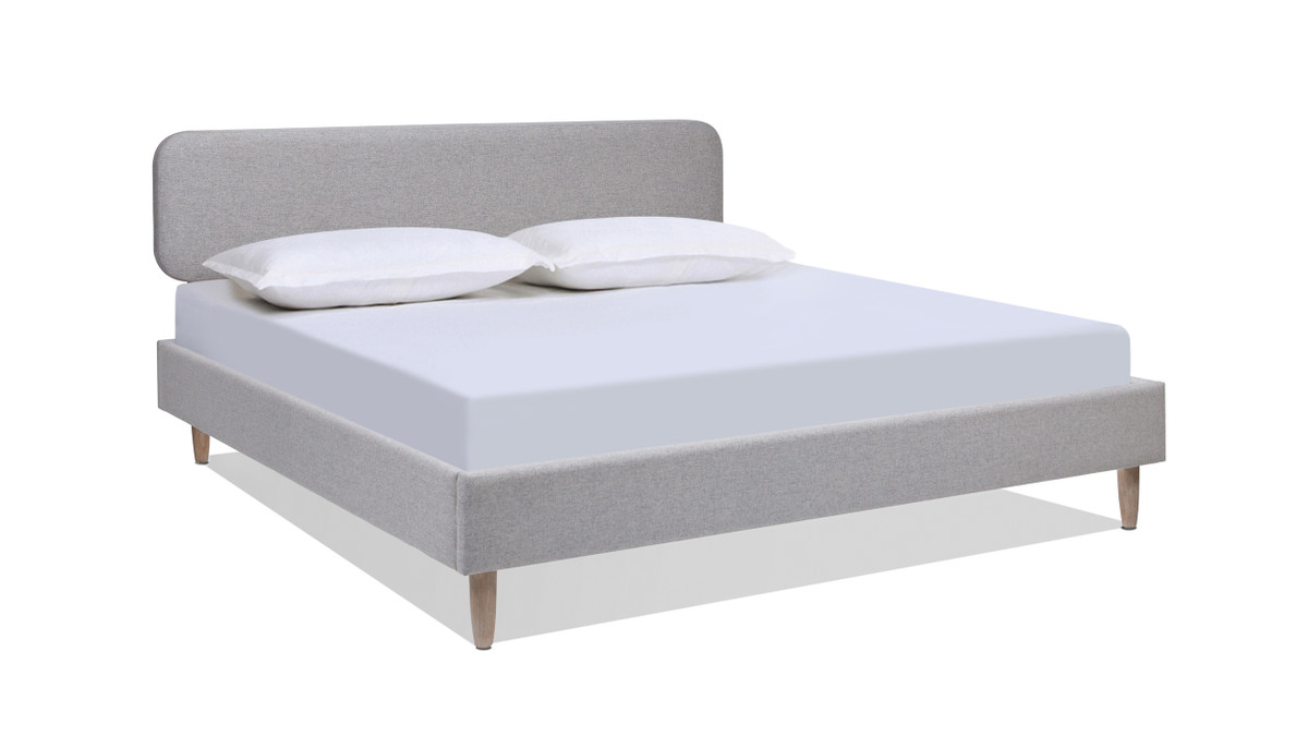 Diego Low Upholstered Platform Bed, Queen, Light Grey 1