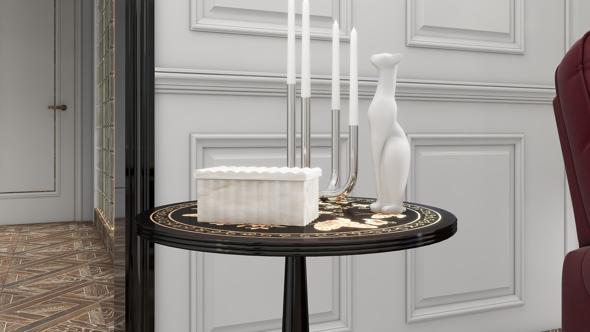 47th & Main Keepsake Decorative Marble Box with Lid, Medium, White