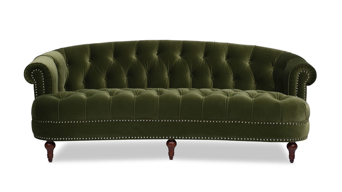 La Rosa Victorian Chesterfield Tufted Sofa, Olive Green 1