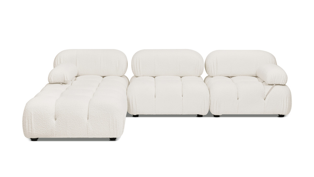 Marcel 109.5" Modular Modern 4-Piece Reversible Sectional Sofa, Ivory White Boucle 1