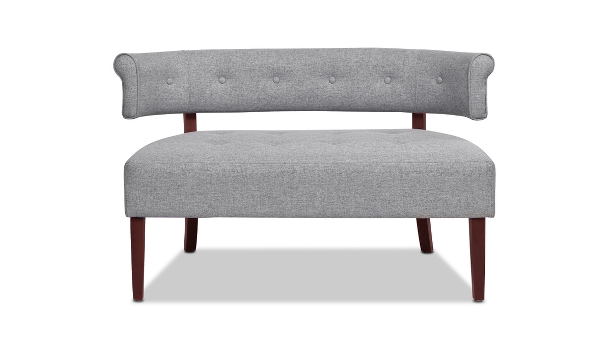 Jared Tufted Bench Settee, Light Grey 1