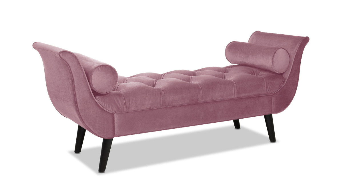 Alma Tufted Flared Arm Entryway Bench, Pink Lavender Velvet 1