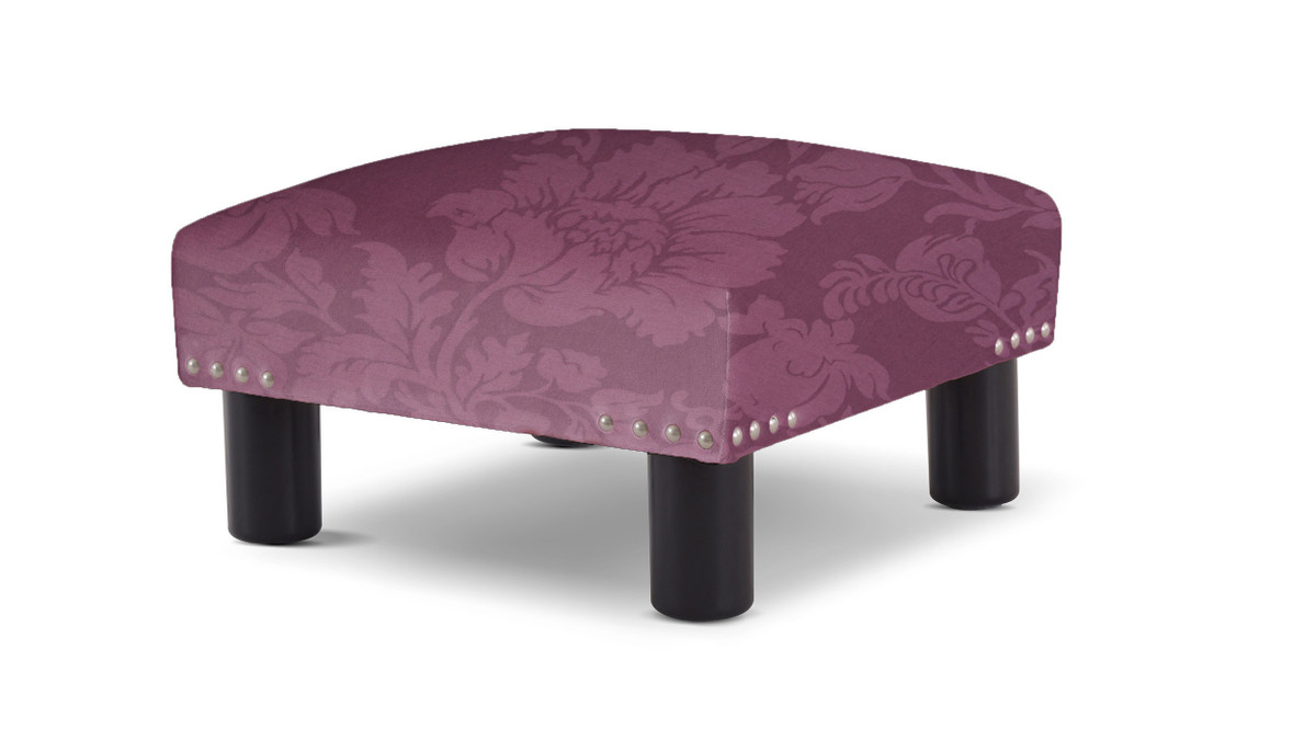 Jules Square Accent Ottoman, Purple Floral Sateen 1