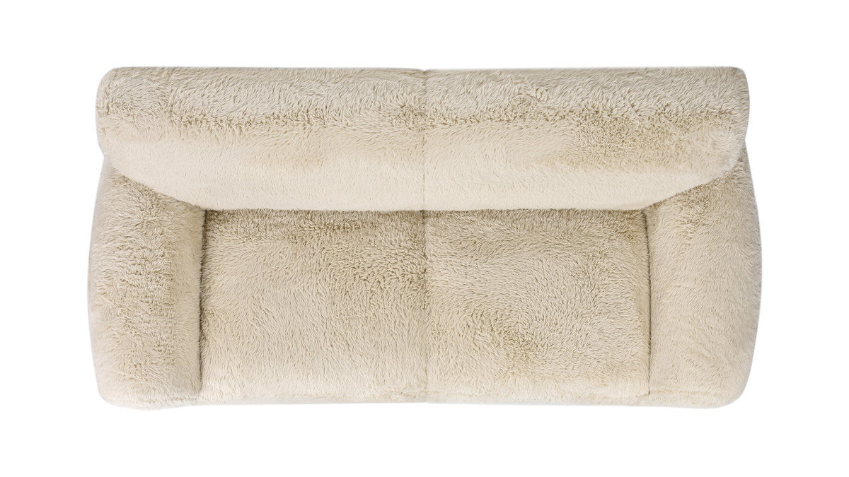 Summit 83" Faux Sheepskin Overstuffed Sofa, Cream Beige Jennifer