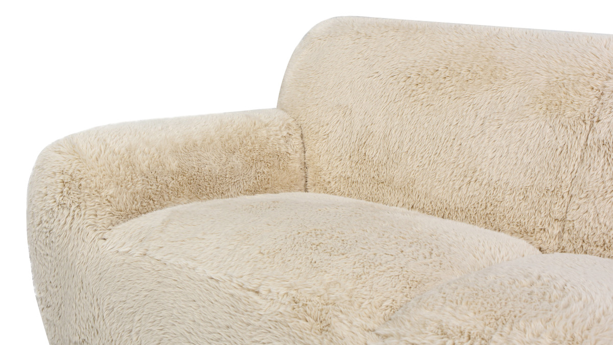 Summit 83" Faux Sheepskin Overstuffed Sofa, Cream Beige Jennifer