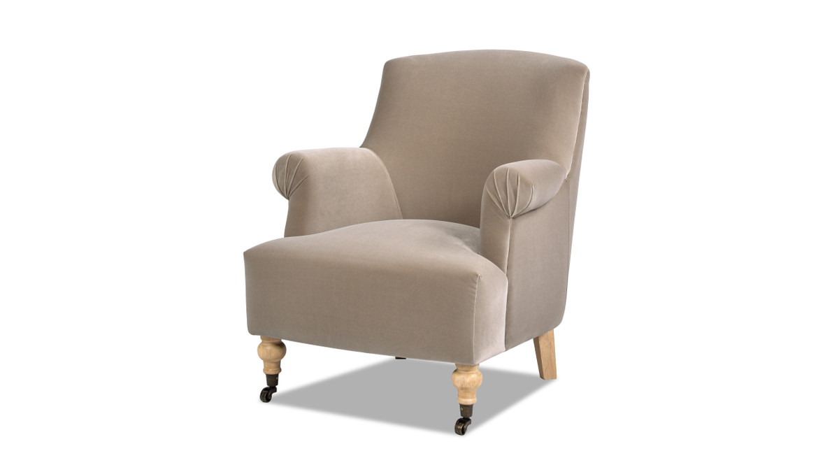 Eloise 30" Pleated Sock Arm Accent Armchair, Mink Beige 1