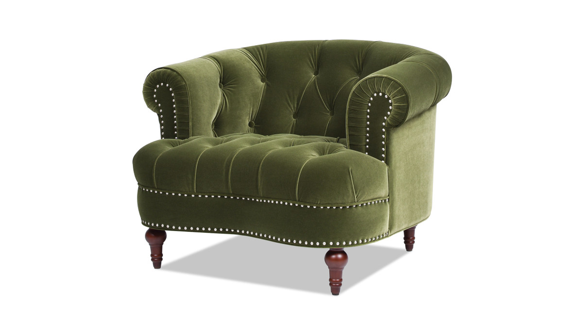 La Rosa Victorian Tufted Upholstered Accent Chair, Olive Green