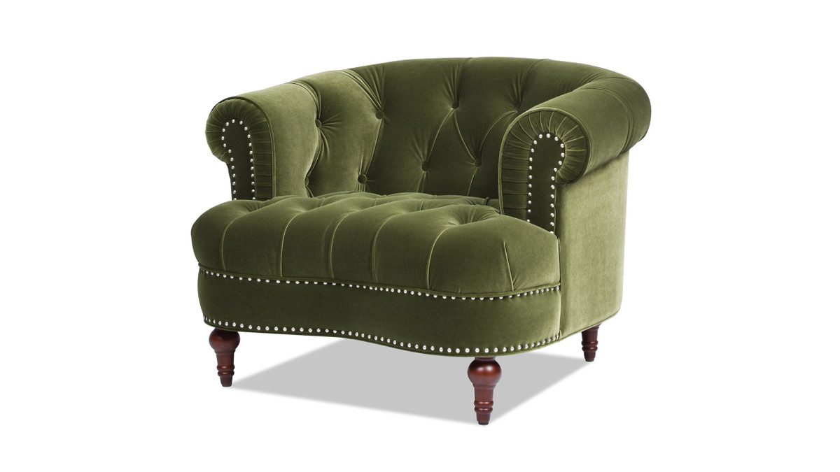 La Rosa Victorian Tufted Upholstered Accent Chair, Olive Green 1