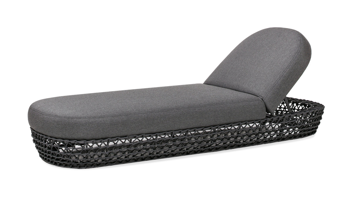 Willow 80.5" Sunbrella Upholstered Woven Patio Lounger, Graphite Gray-Black 1