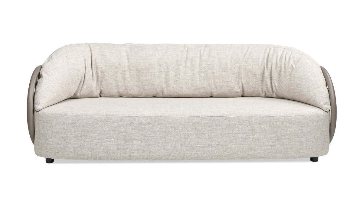 Harper 83" Barrel Upholstered Patio Deep Seating Sofa, Oat Beige 1