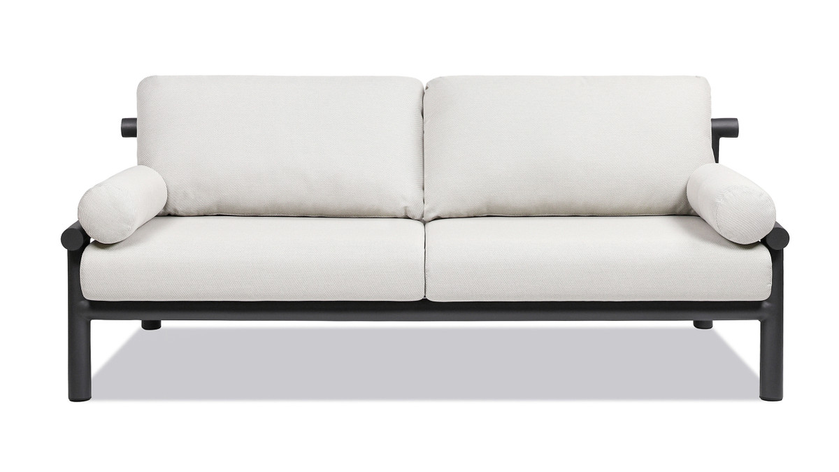 Zara 73.5" Dowel Frame Bolster Patio Deep Seating Sofa, Wheat Beige 1