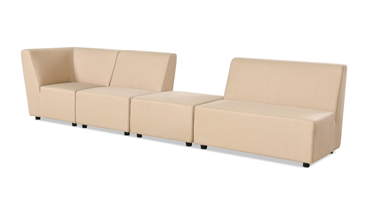 Cleo 140" 4pc Modular Upholstered Deep Seating Patio Sectional Sofa, Almond Beige 1