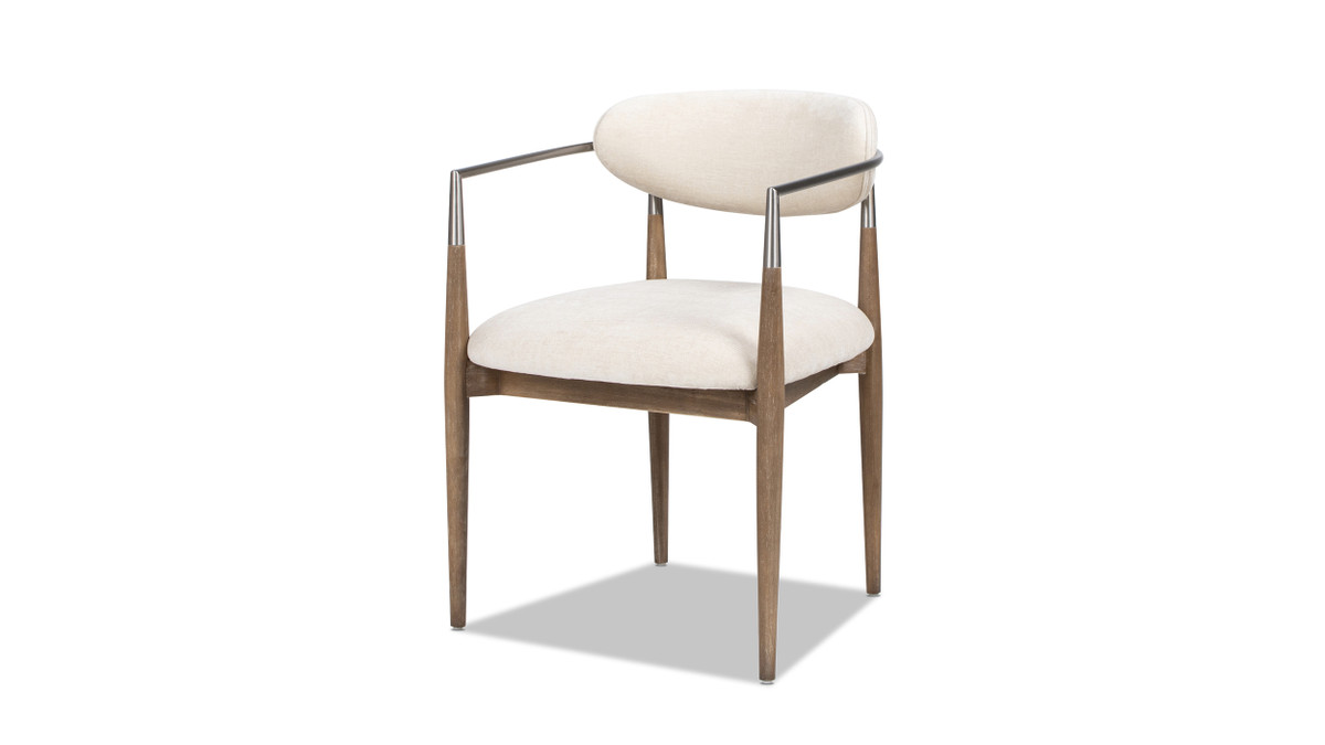 Artemis Mixed Material Upholstered Dining Arm Chair, Warm White