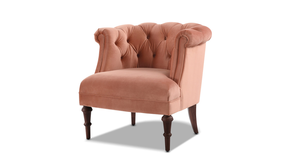Katherine Tufted Accent Chair, Peach Orange