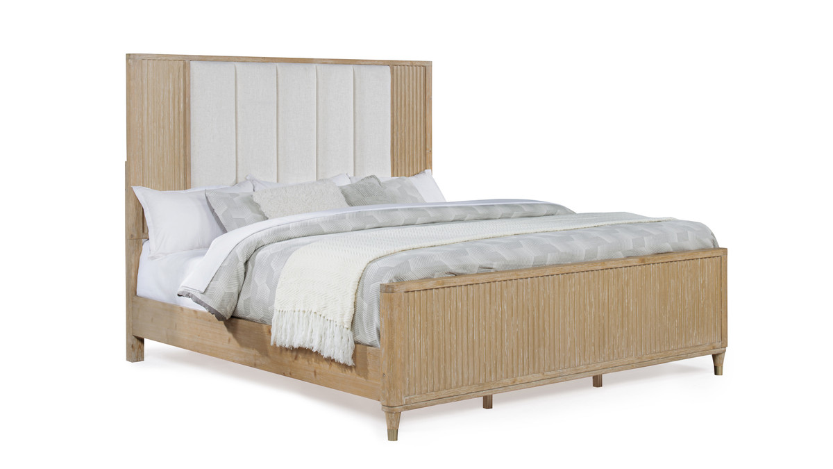 Ashmore Fluted Panel Bed, Queen, Natural Finish