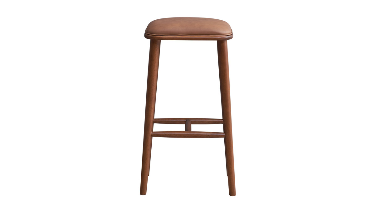 Ryder 30" Backless Bar Stool with Faux Leather Seat and Solid Wood Frame, Tan