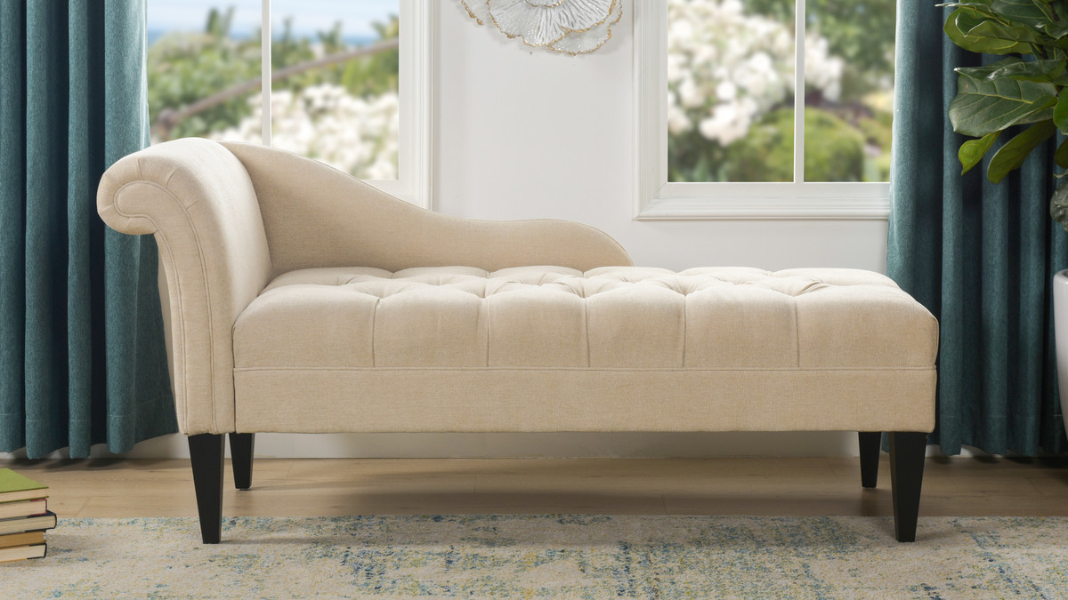 Harrison Tufted Chaise Lounge, Beige Jennifer Taylor Home