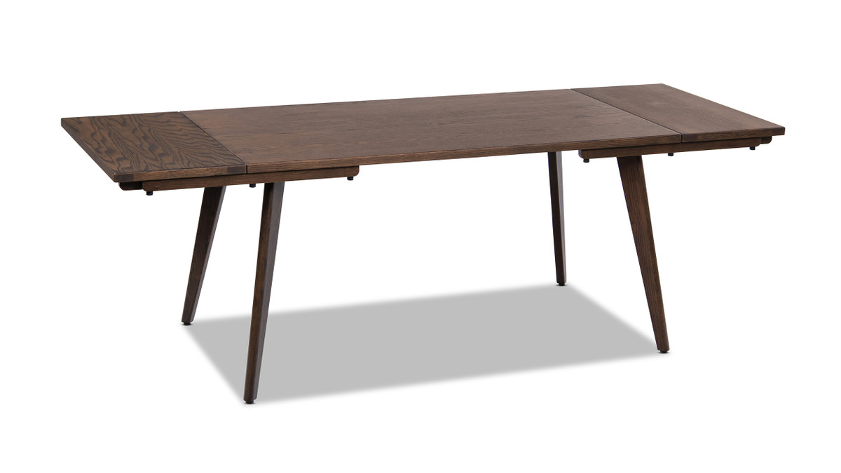 Capri 59-90.5" Solid Red Oak Wood 6-8 Seat Extendable Leaf Dining Table, Dark Brown Capri 59-90.5" Solid Red Oak Wood 6-8 Seat Extendable Leaf Dining Table, Dark Brown