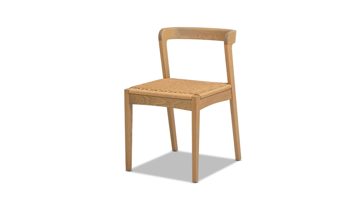 Capri Woven Seat Oak Wood Dining Chair, Natural Brown - Jennifer