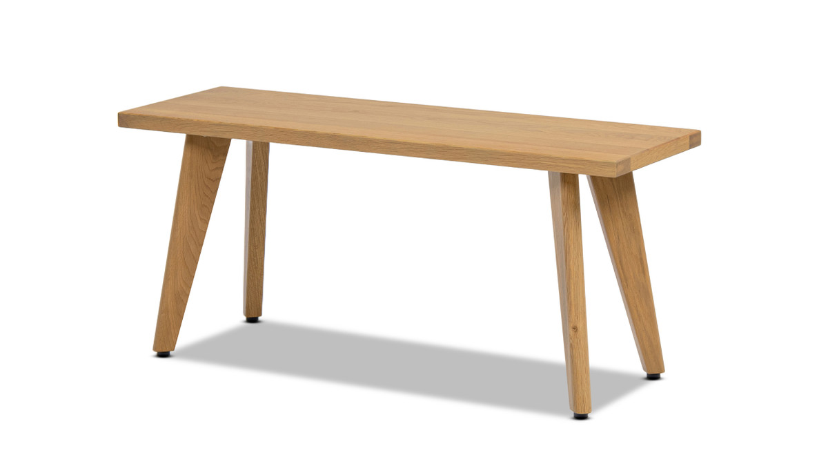Capri 41.5" Solid Red Oak Wood Bench, Natural Brown