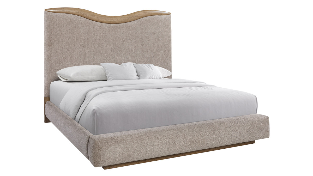 Sonoma Upholstered Bed with Sculpted Wood Headboard Accent, King
