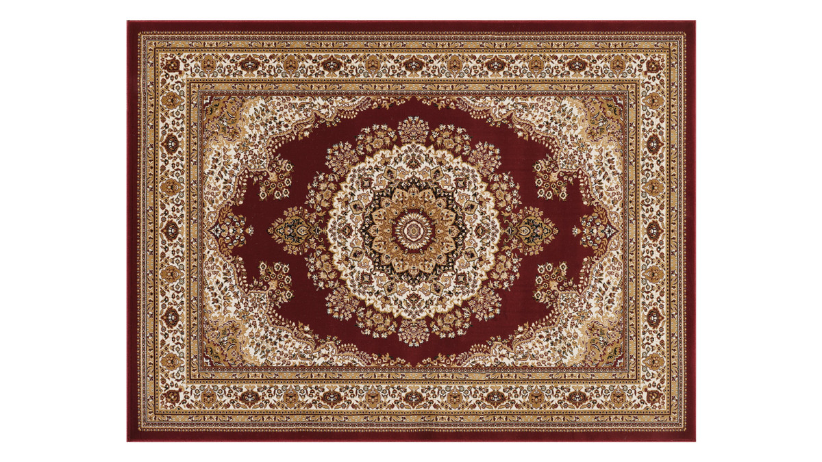 Isabella Traditional Power-Loomed Medallion Area Rug, Burgundy, 7'10" x 10'6"