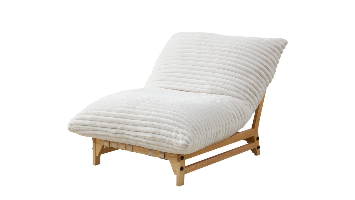 Alton 43.3" Wide Armless Accent Chair, Off-White Corduroy